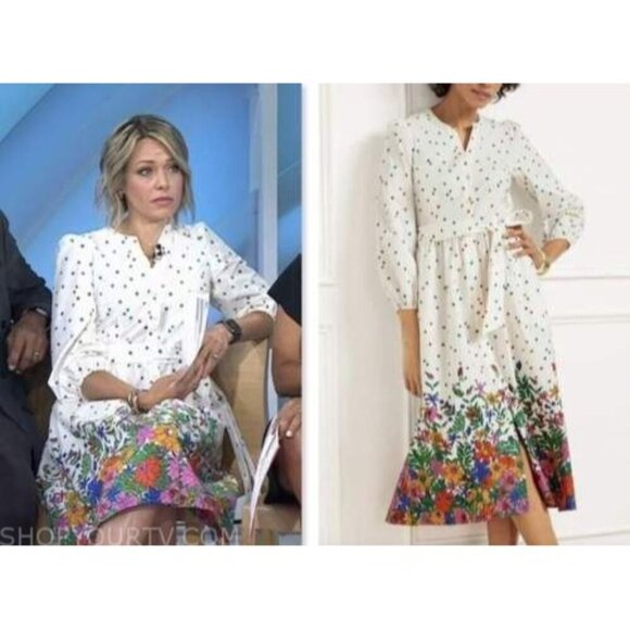 Talbots 100% Cotton Poplin; Blissful Floral Puff Sleeve Midi Shirt Dress Size 18 - Picture 3 of 16